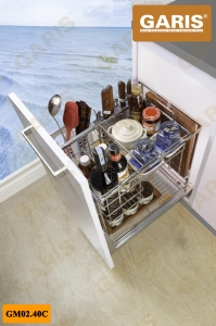 Giá dao thớt, gia vị, chai lọ đa năng, nan vuông, bề mặt mạ chrome, dùng cho cánh kéo GM02.40C