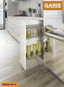 Giá gia vị, chai lọ nan tròn, bề mặt điện hóa (electrolized), dùng cho cánh kéo, bắt vách bên tủ – MK02E.20L/R